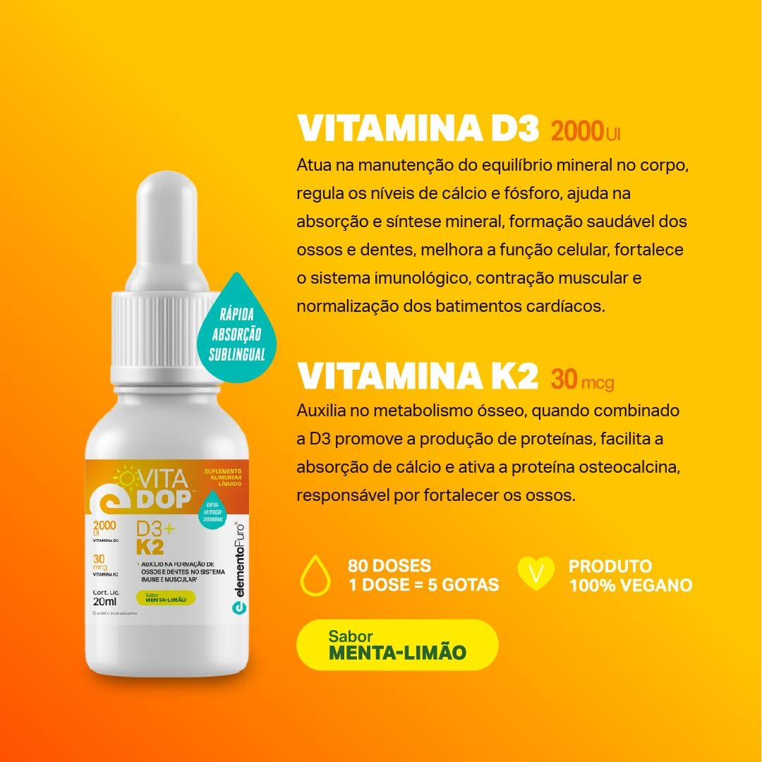 VITADOP D3 + K2 em gotas sabor - Elemento Puro (20ml) - Imagem 3